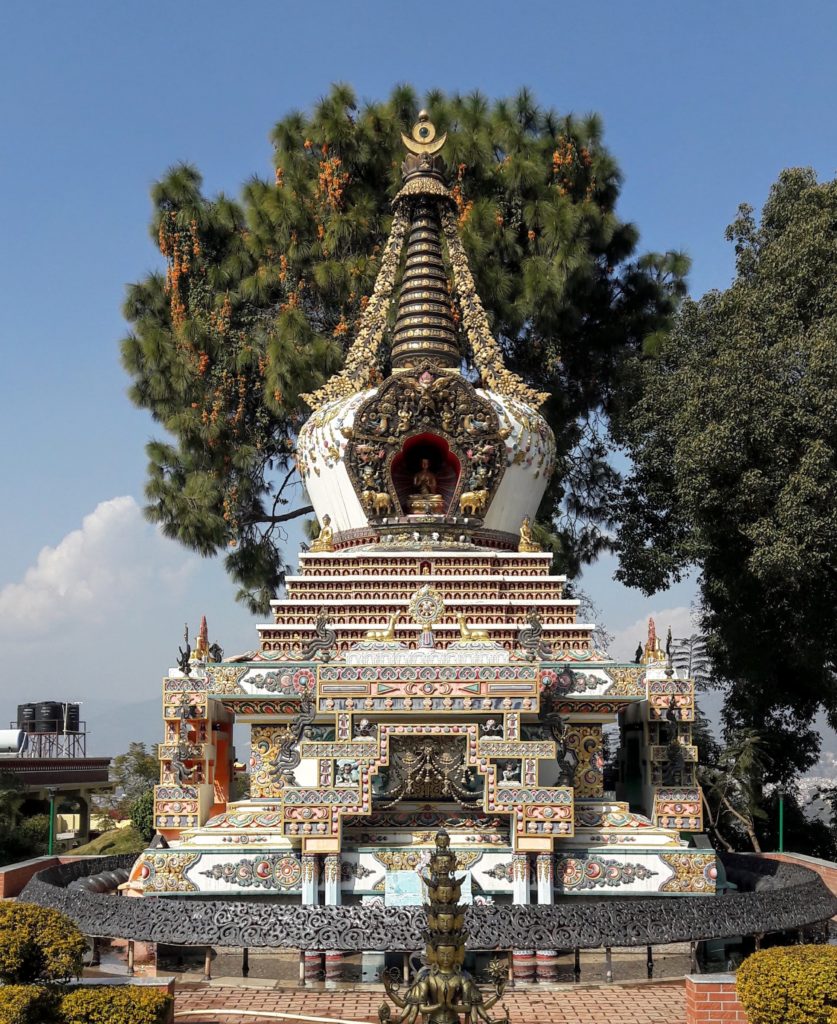 One of the meditation stupas in the garden of the Kopan monastery